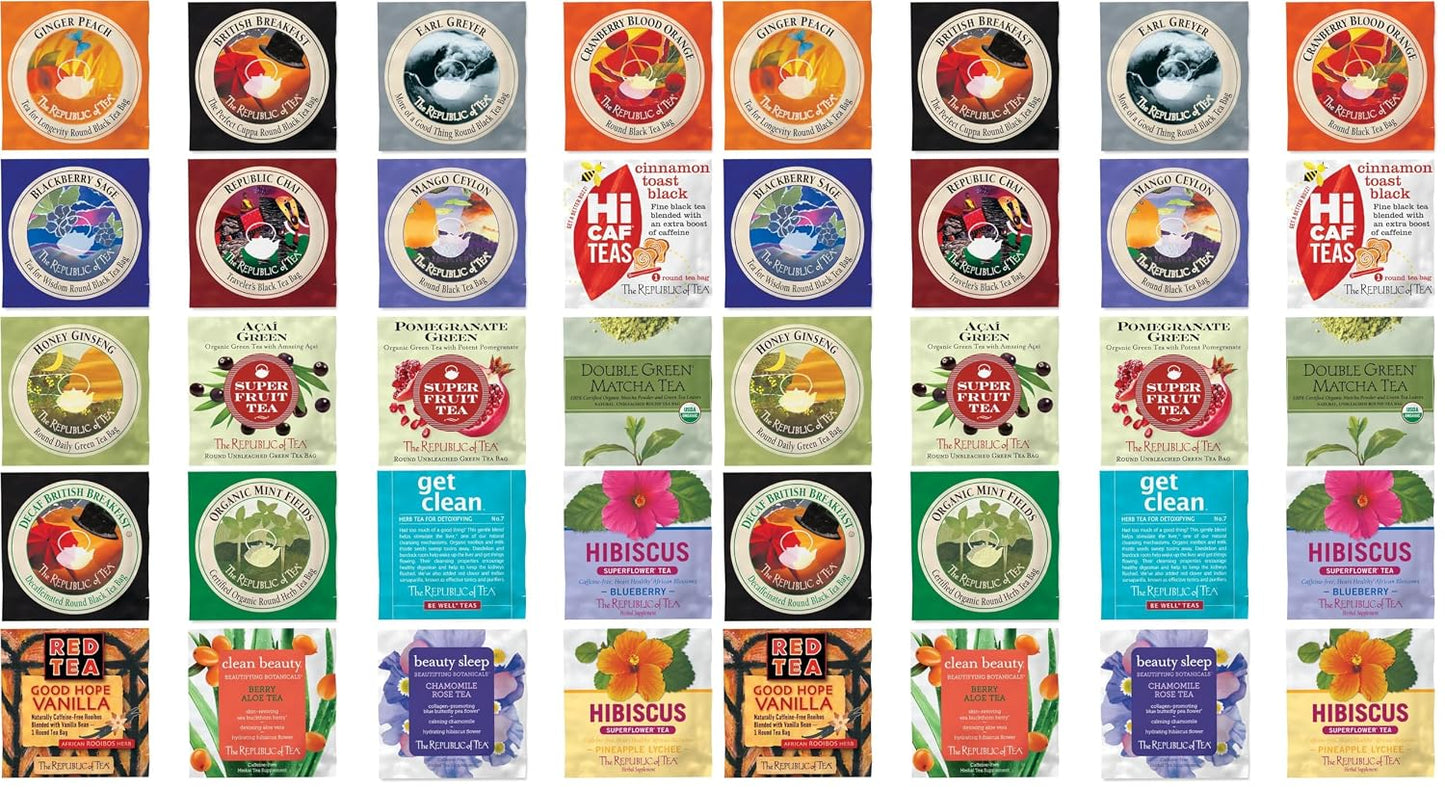 The Republic of Tea – Premium Assortment of Teas & Herbs, 40 Individually Wrapped Tea Bags