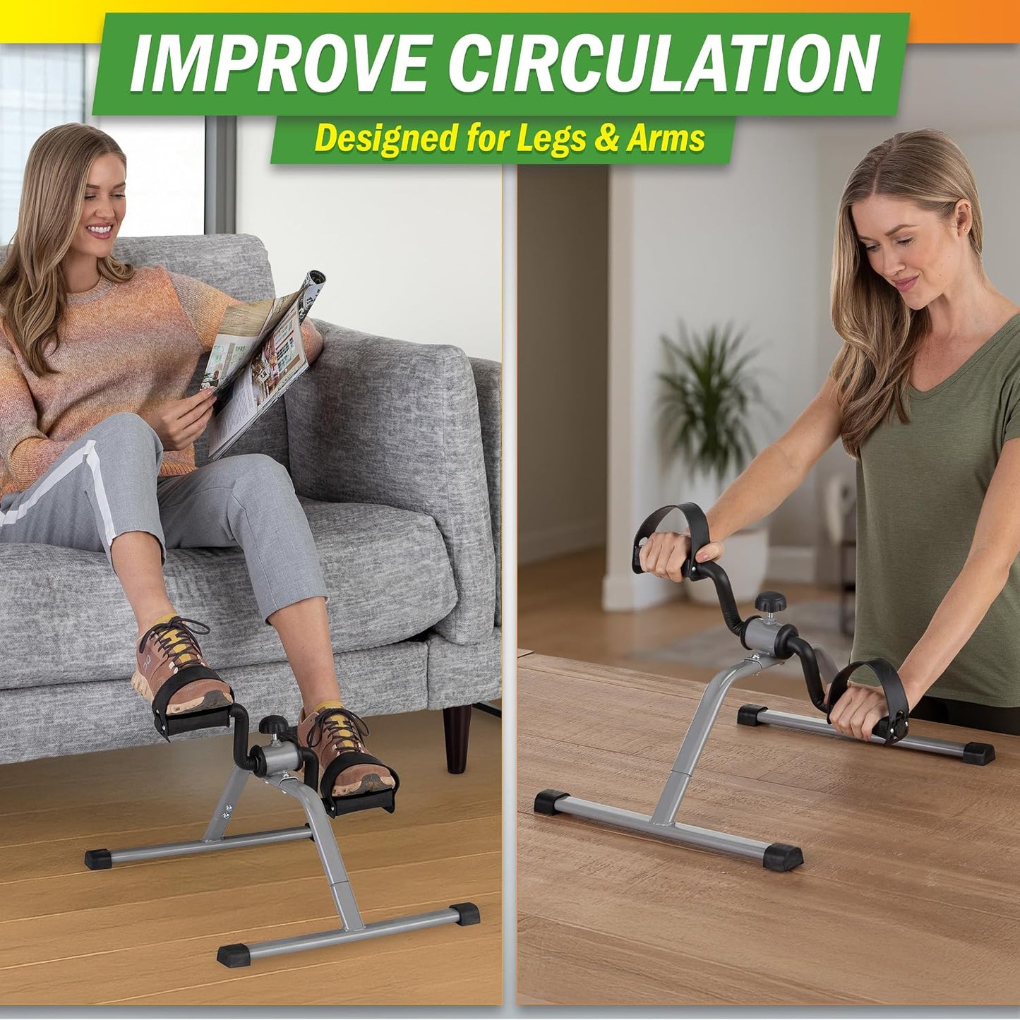 Under Desk Exercise Bike Pedal Exerciser – Mini Stationary Cycle with Adjustable Resistance, Calorie Tracker & Foldable Design – Compact Pedal Machine for Home, Office, or Physical Therapy by Wakeman