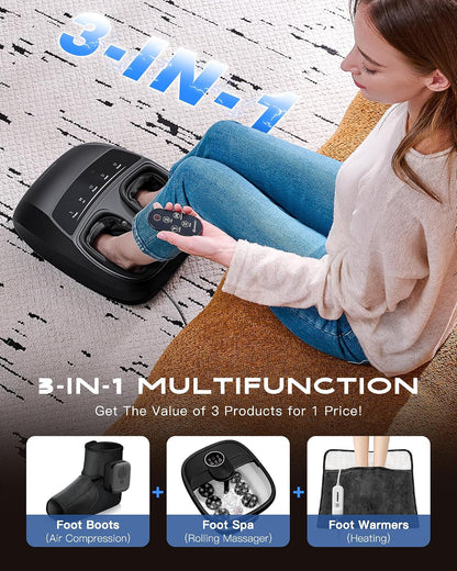 KINGJOY Foot Massager with Heat for Neuropathy, [2026 Upgraded], Deep Kneading Shiatsu Foot Massager for Plantar Fasciitis, Fits Up to Men Size 14, Ideal for Seniors and Family Daily Care