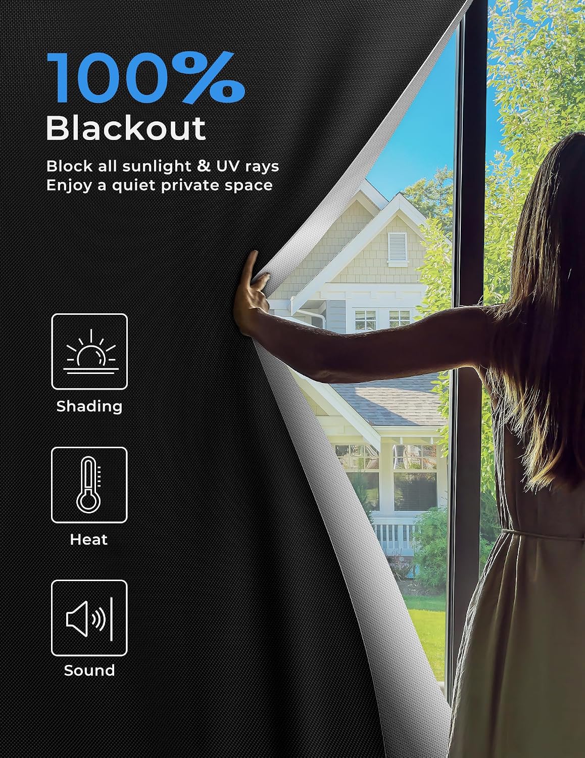 Sumobaby Blackout Curtains 63"x70" Portable No Drill Black Out Window Cover - Colors A