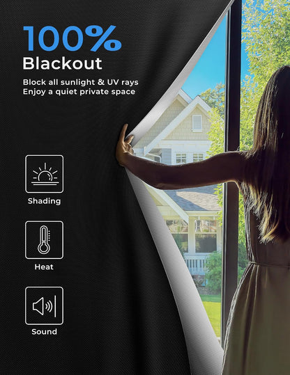 Sumobaby Blackout Curtains 63"x70" Portable No Drill Black Out Window Cover - Colors A