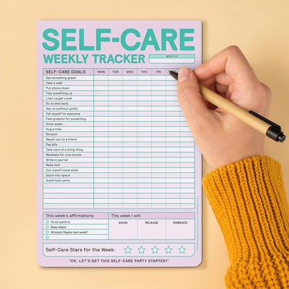 Knock Knock Self-Care Weekly Tracker Pad, Step-by-Step Self-Care Checklist Note Pad (Pastel Version), 6 x 9-inches