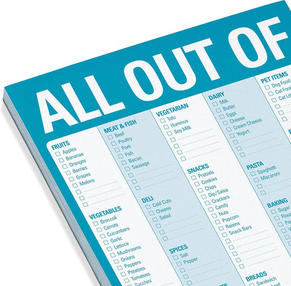 Knock Knock All Out Of Grocery List Note Pad, 6 x 9-inches (Blue)
