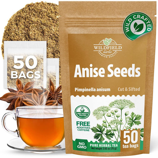 50 Bags Dried Anise Seeds Anaise Seeds Herb Tea (Pimpinella Anisum) - 50 Count 1,5 g Bags Anise Seed Herbal Tea Semilass De Anis