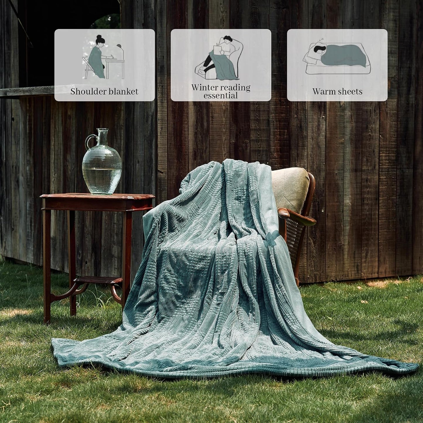 Texciting Heated Blanket Electric Blanket Throw 50''X60''-Heating Throw with 9 Heat Settings-2-10 Hours Auto Off,ETL Certified,Machine Washable (Green)