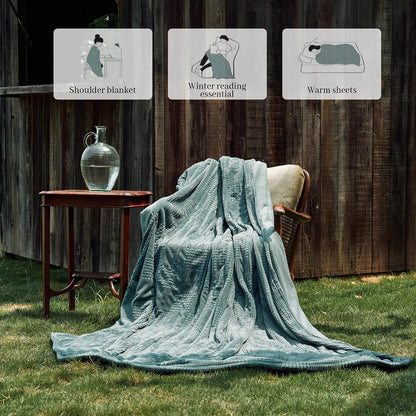 Texciting Heated Blanket Electric Blanket Throw 50''X60''-Heating Throw with 9 Heat Settings-2-10 Hours Auto Off,ETL Certified,Machine Washable (Green)