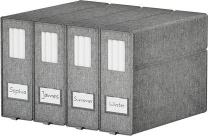 Furnhome Bed Sheet Organizers and Storage, Foldable Linen Closet Organizer Box with Clear Window, Labels & Reinforced Handles, Stackable Space Saving Bedding Storage for King Queen Sheet Set