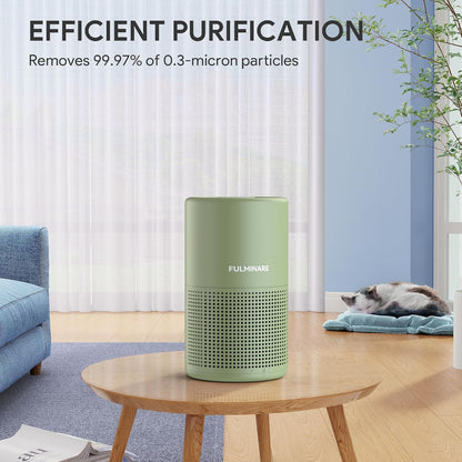 FULMINARE Air Purifiers for Home Bedroom H13 HEPA Air Purifier, 3 Speeds, Timer, 24dB, Small Mini Air Purifier with Night Light, Sage Green