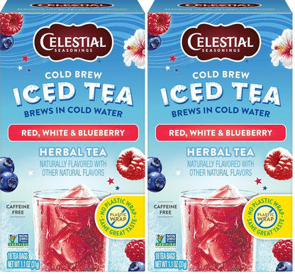 Celestial Seasonings Cold Brew Red, White & Blueberry Iced Tea Bags 18 tea bags (Pack of 2)