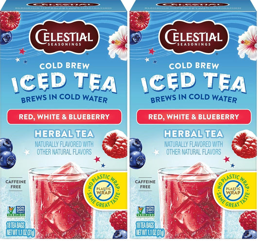 Celestial Seasonings Cold Brew Red, White & Blueberry Iced Tea Bags 18 tea bags (Pack of 2)