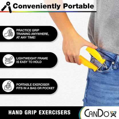 CanDo Hand Grip Exerciser Pair-Green, Medium