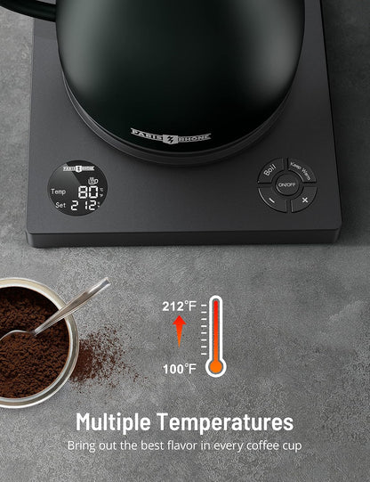 Electric Kettle Temperature Control, 1.7L Large Electric Tea Kettle, 4H Keep Warm Hot Water Boiler with 6 Presets, LED Screen Electric Kettles for Boiling Water, Boil-Dry Protection, BPA Free