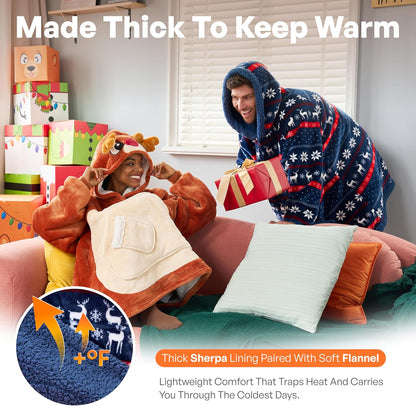 Giggling Getup Wearable Blanket Hoodie for Adults Gifts for Teen Girls Sister Women Sherpa Fleece Printed Hooded Blanket Sweatshirt Warm Cozy with Pocket & Sleeves Beige Cat