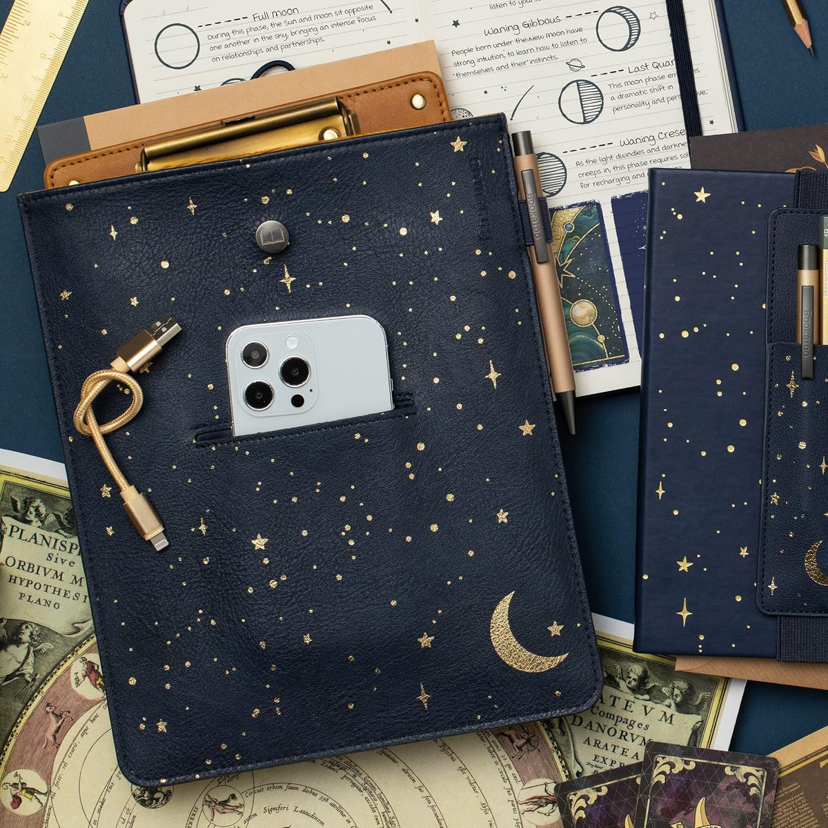 IF Compact Book Light - Moon & Stars, Dark Blue/Gold