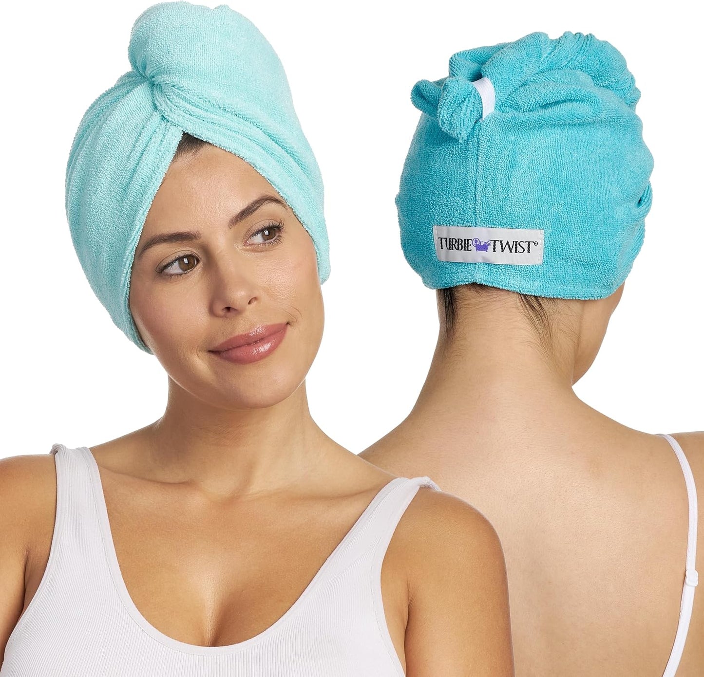 Turbie Twist 2-Pack Microfiber Hair Towel for Beauty, Travel, Gifting - Hair Wrap Turban for Straight, Wavy & Curly Hair - Premium Personal Care - Dark Purple & Light Purple