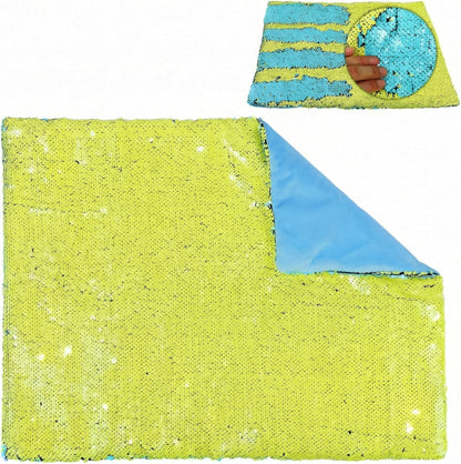Weighted Lap Pad for Kids – 5lbs Sensory Lap pad with Easy to Maneuver Sequins – Ideal for Kids Sensory Play (Yellow and Blue)