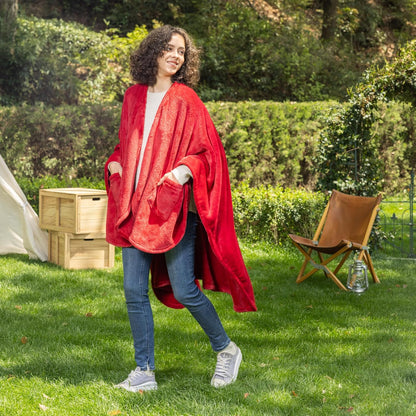 Berkshire Blanket Primalush™ Wearable Blanket, Cozy Loungewear Pocketed Plush Cape Wrap for Adults & Teens(Purple, One Size 58"X64")