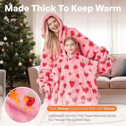 Giggling Getup Wearable Blanket Hoodie for Adults Gifts for Teen Girls Sister Women Sherpa Fleece Printed Hooded Blanket Sweatshirt Warm Cozy with Pocket & Sleeves Beige Cat
