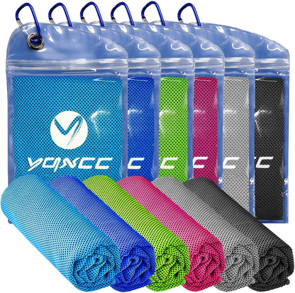 YQXCC 4 Pack Cooling Towels (47"x12"), Ice Cool Neck Towel, Soft Breathable Microfiber for Yoga, Golf, Gym, Running, Camping & Hot Weather