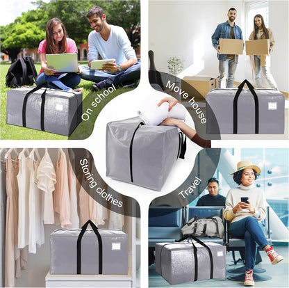 VELVETSURE Heavy Duty Extra Large Moving Bags W/Backpack Straps - Strong Handles & Zippers, Storage Totes For Space Saving, Fold Flat, Alternative to Box and Bin (Set of 6, Multicolor)