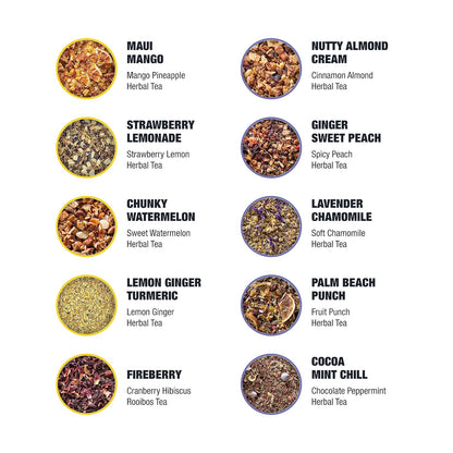 Tiesta Tea - Discovery Sampler Dry Flight Set, Loose Leaf, High to No Caffeine, Hot & Iced Up to 200 Cups, Tea Variety Pack with Green, Herbal, Black & Chai Brew, 20 Resealable Sample Pouches