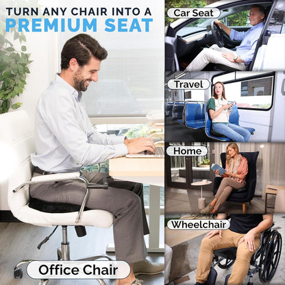 ComfiLife Gel Enhanced Seat Cushion – Office Chair Cushion – Non-Slip Gel & Memory Foam Coccyx Cushion for Tailbone Pain - Desk Chair Car Seat Cushion Driving - Sciatica & Back Pain Relief (Navy)
