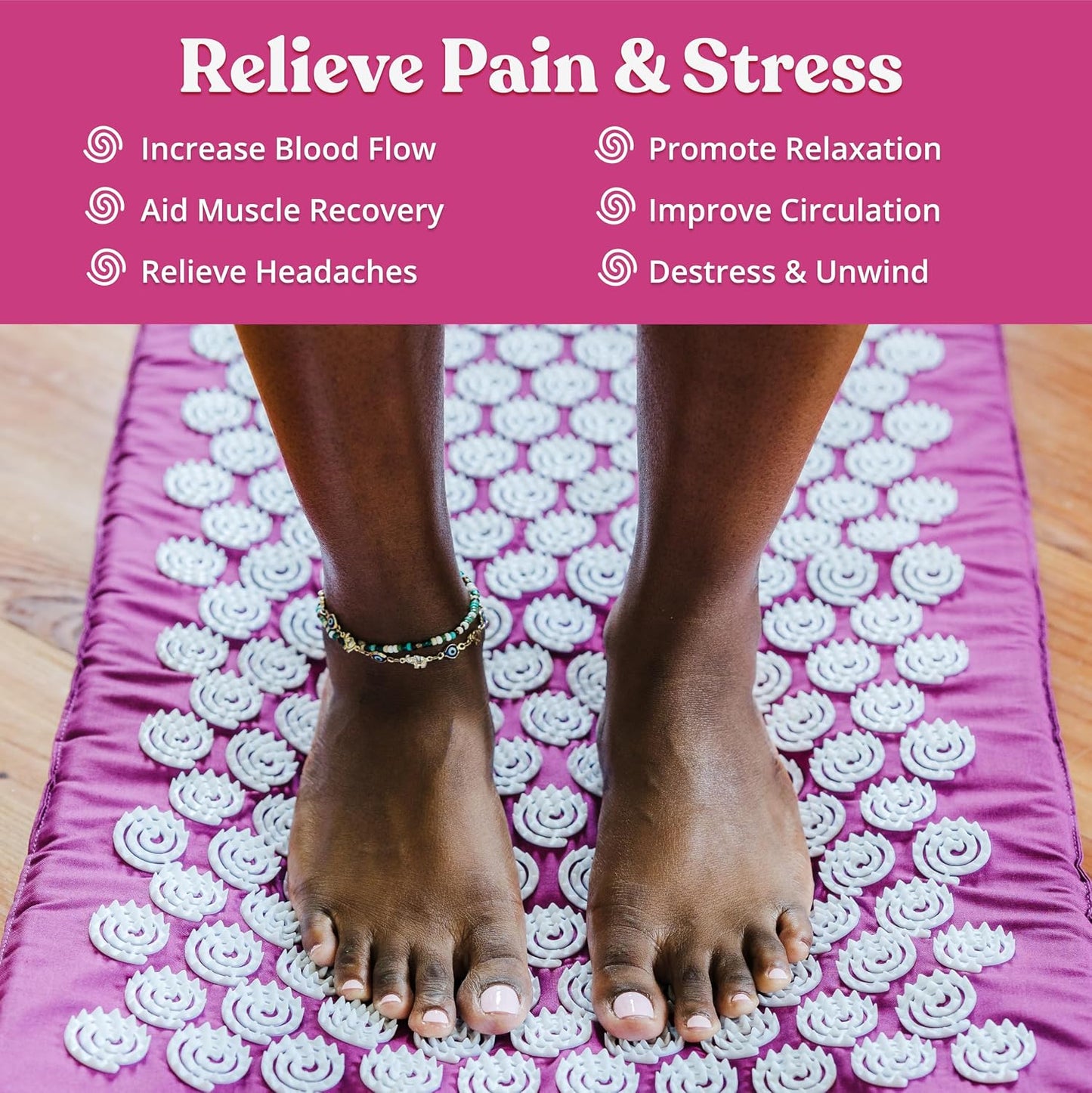 Spirol Acupressure Mat and Pillow Set for Back, Neck and Shoulder Pain Relief, with Flexible Acupressure Spikes, Includes Carry Bag (Onyx)