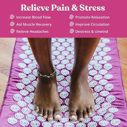 Spirol Acupressure Mat and Pillow Set for Back, Neck and Shoulder Pain Relief, with Flexible Acupressure Spikes, Includes Carry Bag (Onyx)