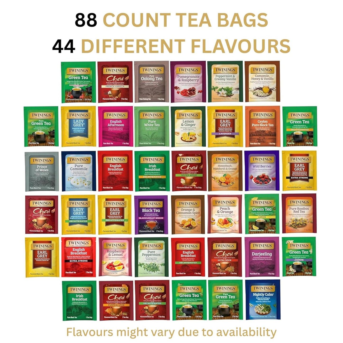 Twinings Tea Bag Sampler Assortment in Giftable Box, Variety Pack (22 Count), 22 Unique Flavours for Tea Lovers: Women, Men, Couples, Family, Friends, Coworkers