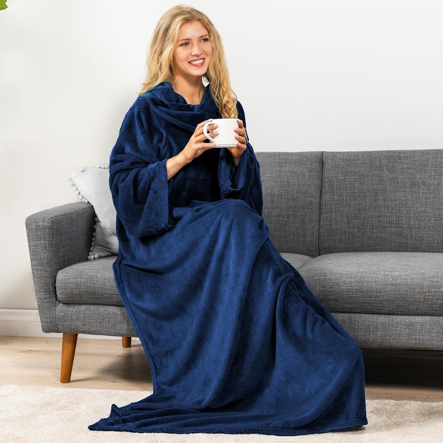 PAVILIA Wearable Blanket with Sleeves for Adult Women Men, Cozy Fleece Warm Wrap Throw with Arms, Gifts for Christmas, Wife