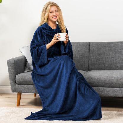 PAVILIA Wearable Blanket with Sleeves for Adult Women Men, Cozy Fleece Warm Wrap Throw with Arms, Gifts for Christmas, Wife