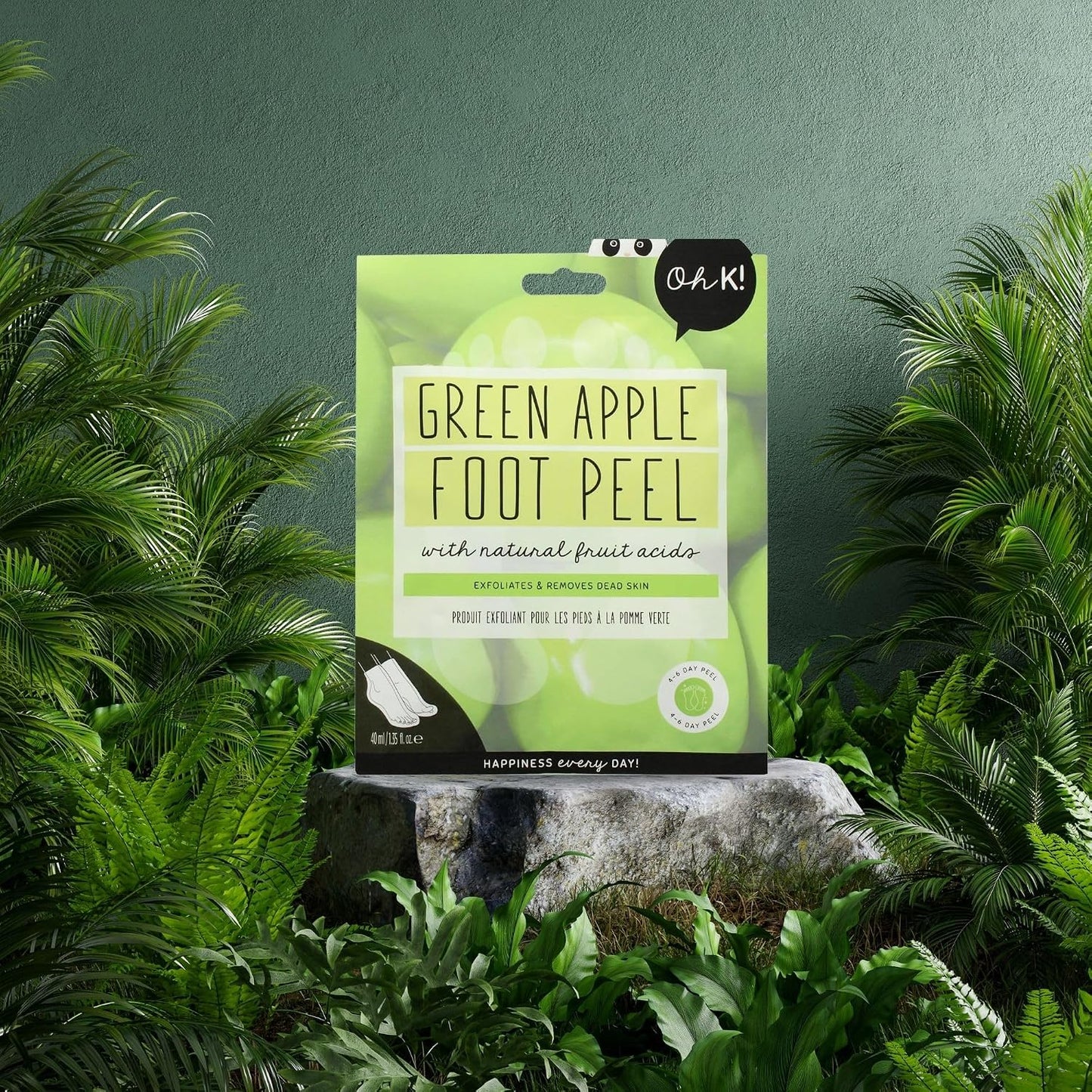 Oh K! Foot Peel Mask - Pomegranate - Foot Peeling Mask for Dry Feet and Cracked Heels - Feet Exfoliant with Pomegranate and Coconut Oil - 1 Pair
