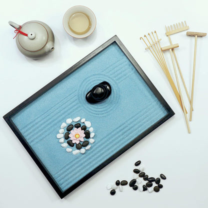 Oasis of Calm Zen Garden Kit for Desk, Mini Zen Garden 11x8in Decor
