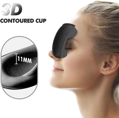 Sleep Eye Mask for Men Women, Lash Extensions 3D Sleeping Mask, Travel Blackout Night Blindfold Eye Shade Cover with Adjustable Strap (Black)