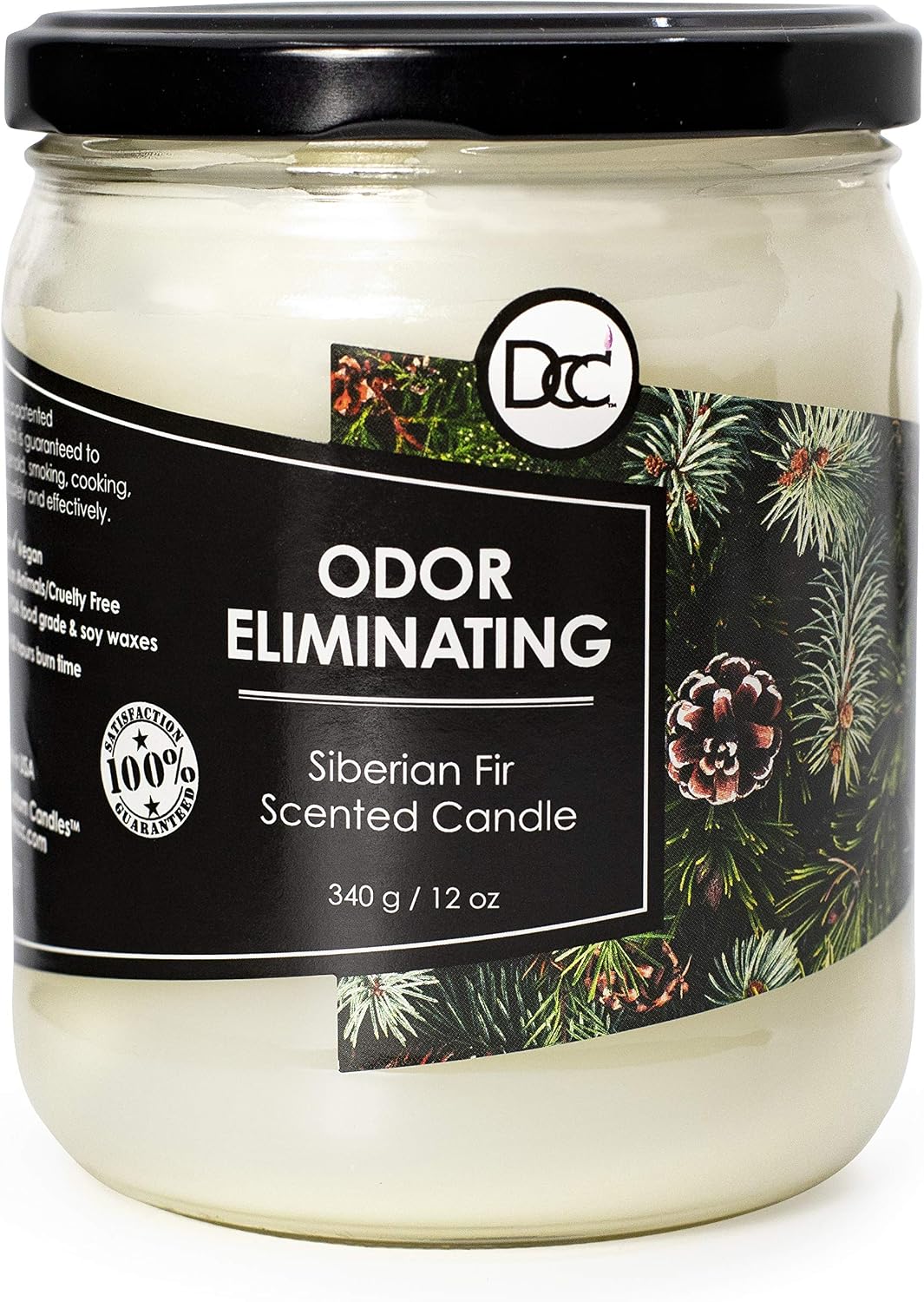 Vanilla Bean Odor Eliminating Highly Fragranced Candle - Eliminates 95% of Pet, Smoke, Food, and Other Smells Quickly - Up to 80 Hour Burn time - 12 Ounce Premium Soy Blend - Colors B
