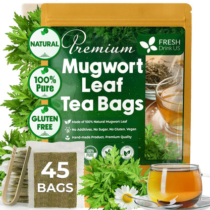 FreshDrinkUS, Premium Mugwort Leaf Tea, 45 Count, Pure, Caffeine Free