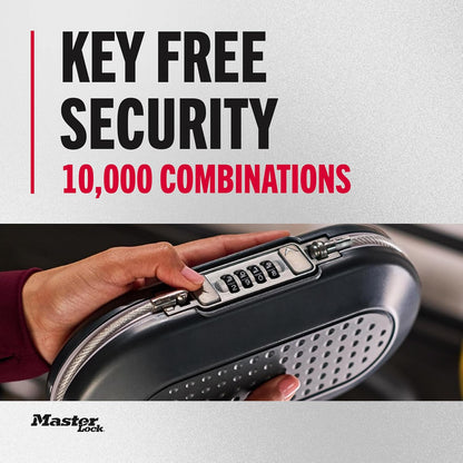 Master Lock Small Travel Safe with Cable, Gray Combination Lock Box, 5900D