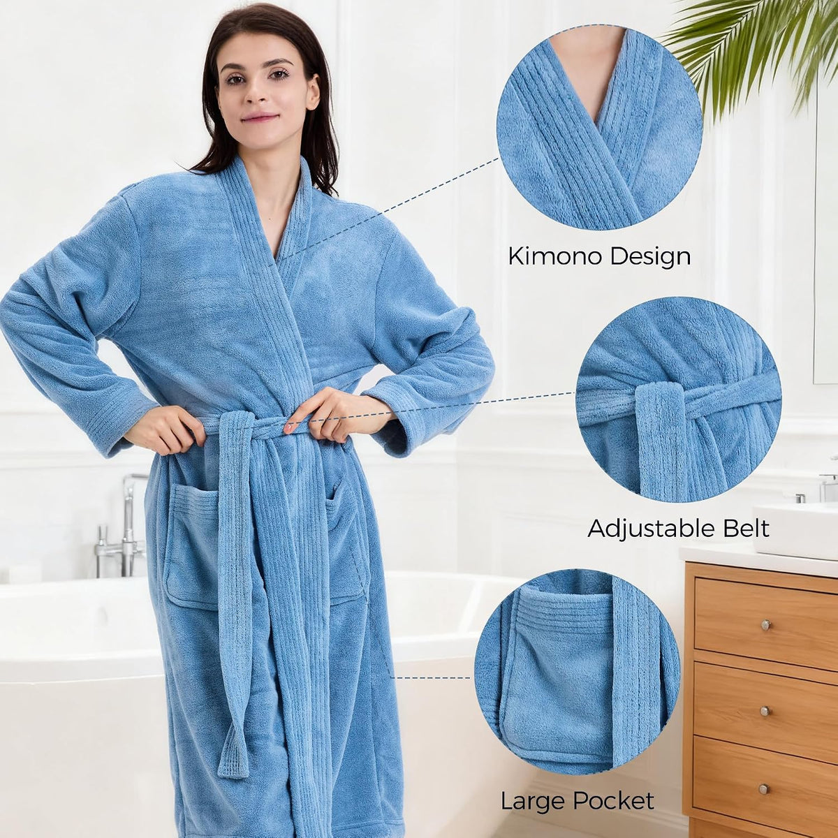 PJGGZ Towel Robe for Women – Soft Absorbent Kimono Bathrobe, Quick-Dry Spa Shower & Hotel Use