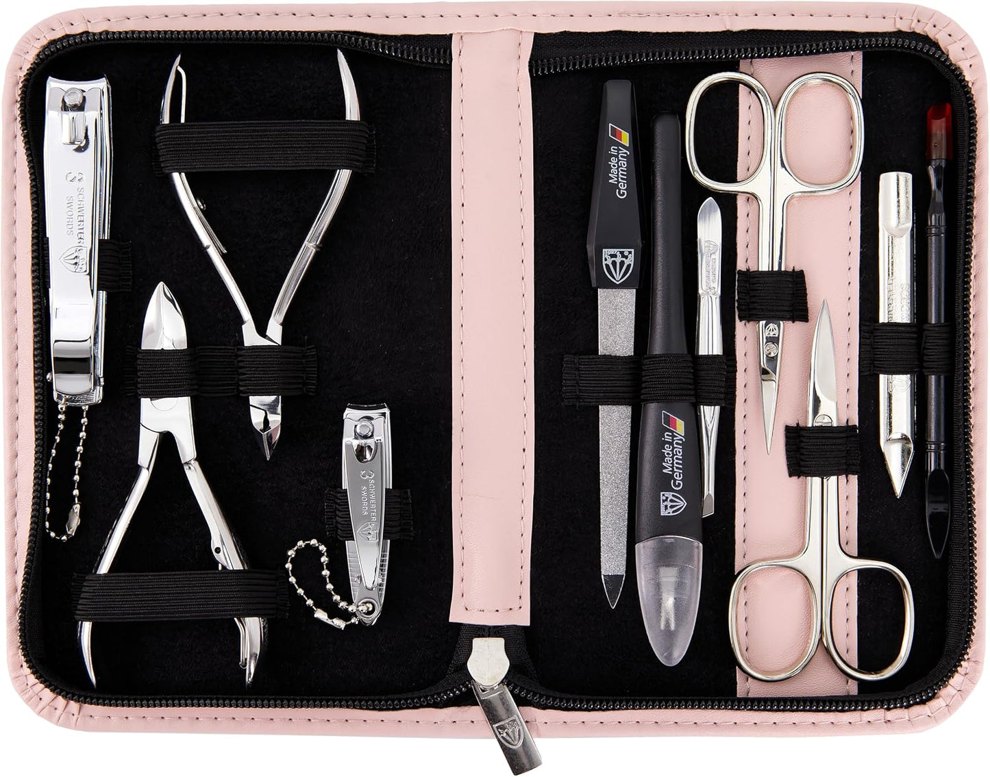 3 Swords Germany - brand quality 10 piece manicure pedicure grooming kit set for professional finger & toe nail care scissors clipper fashion leather case in gift box, Made by 3 Swords (00286)