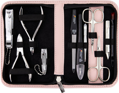 3 Swords Germany - brand quality 10 piece manicure pedicure grooming kit set for professional finger & toe nail care scissors clipper fashion leather case in gift box, Made by 3 Swords (00286)