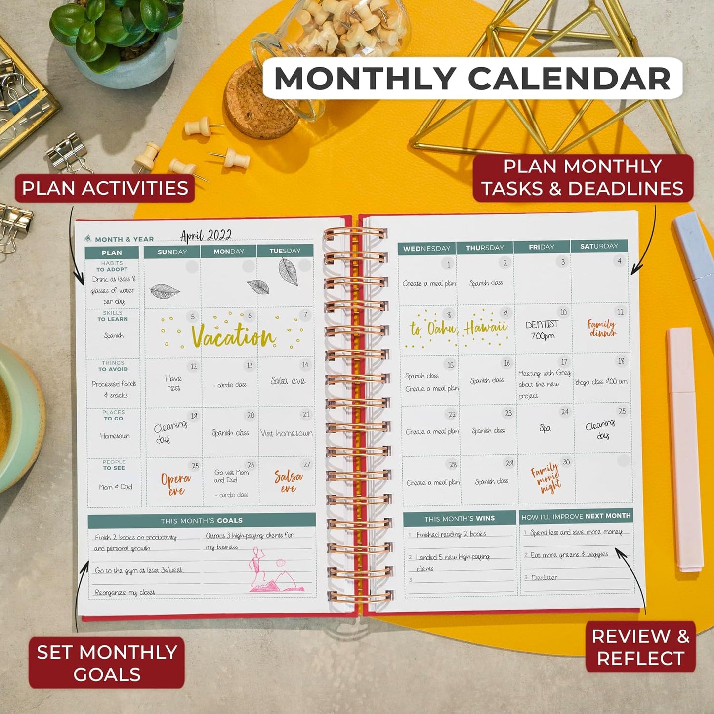 Clever Fox Planner 2nd Edition – Colorful Weekly & Monthly Goal Planner, Time Management & Productivity Organizer, Undated, A5 (Dark Teal)
