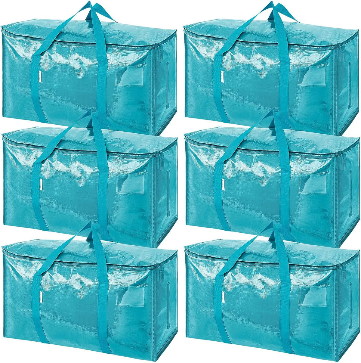 TICONN Extra Large Moving Bags Heavy Duty with Zippers & Carrying Handles, Durable Storage Bags Moving Boxes for Closet Organizers and Storage (Blue)