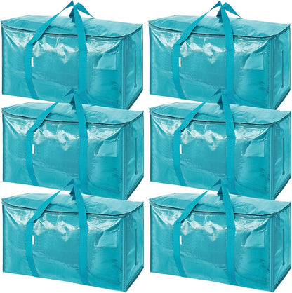 TICONN Extra Large Moving Bags Heavy Duty with Zippers & Carrying Handles, Durable Storage Bags Moving Boxes for Closet Organizers and Storage (Blue)
