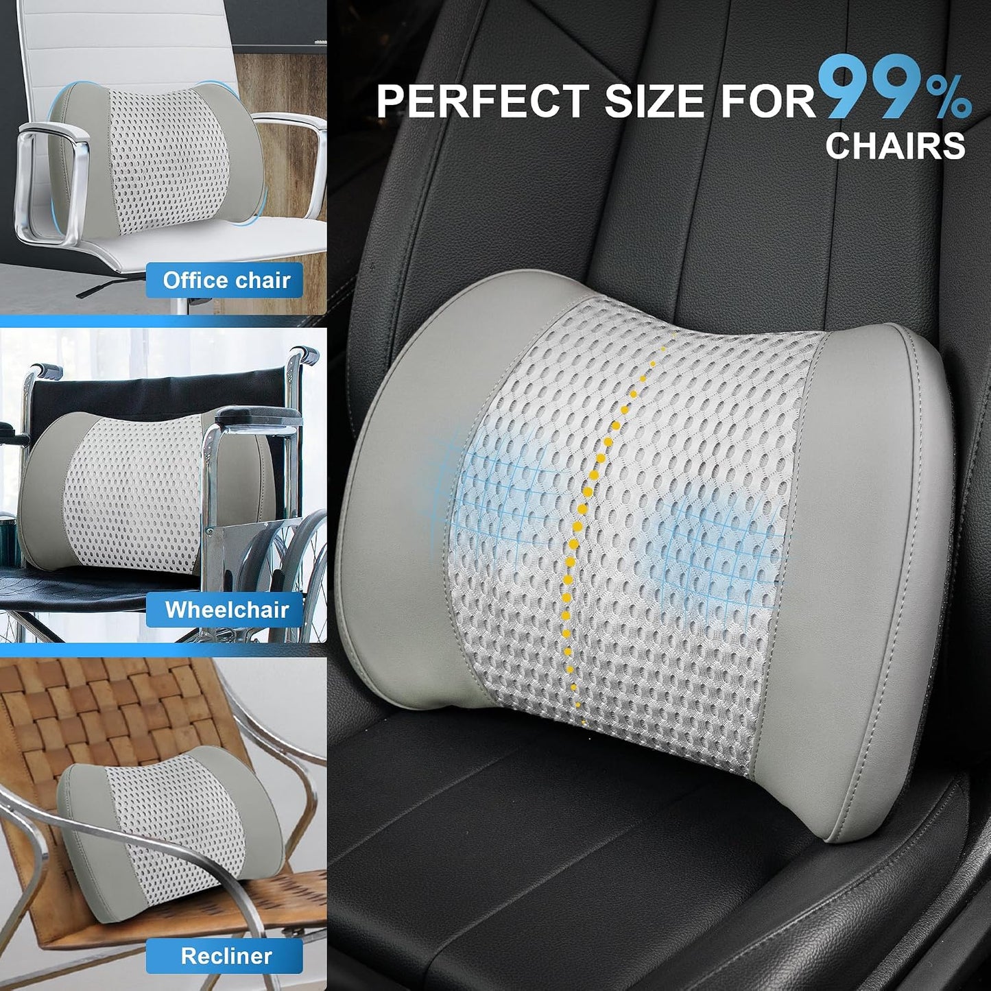 Lofty Aim Lumbar Support Pillow for Car, Car Seat Back Support for Driving | Memory Foam Car Lumbar Support for Driving Seat, Car Back Cushion, Adjustable Straps, Lower Back Pillow, Office Chairs, Black