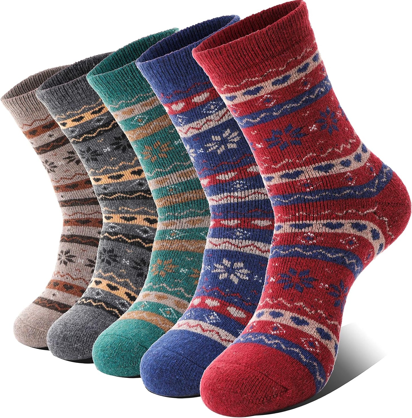 EBMORE Merino Wool Socks for Women Hiking Thermal Warm Winter Thick Boot Cozy Crew Comfy Work Socks for Ladies 5 Pairs
