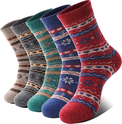 EBMORE Merino Wool Socks for Women Hiking Thermal Warm Winter Thick Boot Cozy Crew Comfy Work Socks for Ladies 5 Pairs