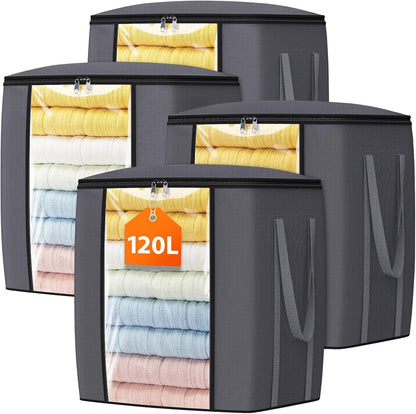 TasticTotes 120L Extra Large Blanket Clothes Storage Bags, Gray
