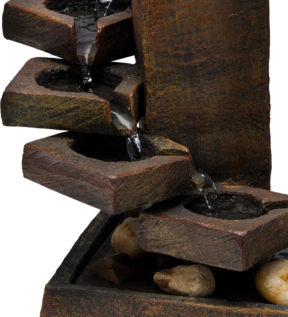 Alpine Corporation WIN1138 13" Indoor Tabletop Tiering Bowls Water Fountain with LED Lights – Cascading Water Feature for Home, Office, Meditation, and Relaxation, Dark Gray