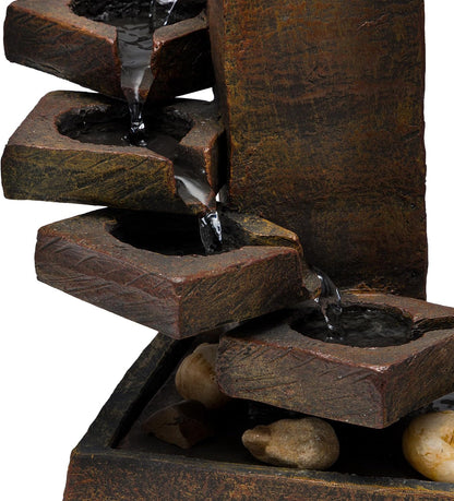 Alpine Corporation WIN1138 13" Indoor Tabletop Tiering Bowls Water Fountain with LED Lights – Cascading Water Feature for Home, Office, Meditation, and Relaxation, Dark Gray