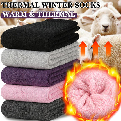 MOGGEI 5 Pairs Womens Merino Wool Socks Hiking Warm Winter Thick Thermal Crew Cozy Cabin Ladies Gift Comfy Boot Work Socks